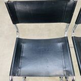 Pair of cantilever chairs imitation leather black and chrome
