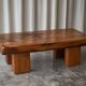 Brutalist coffee table in solid oak - 1920s