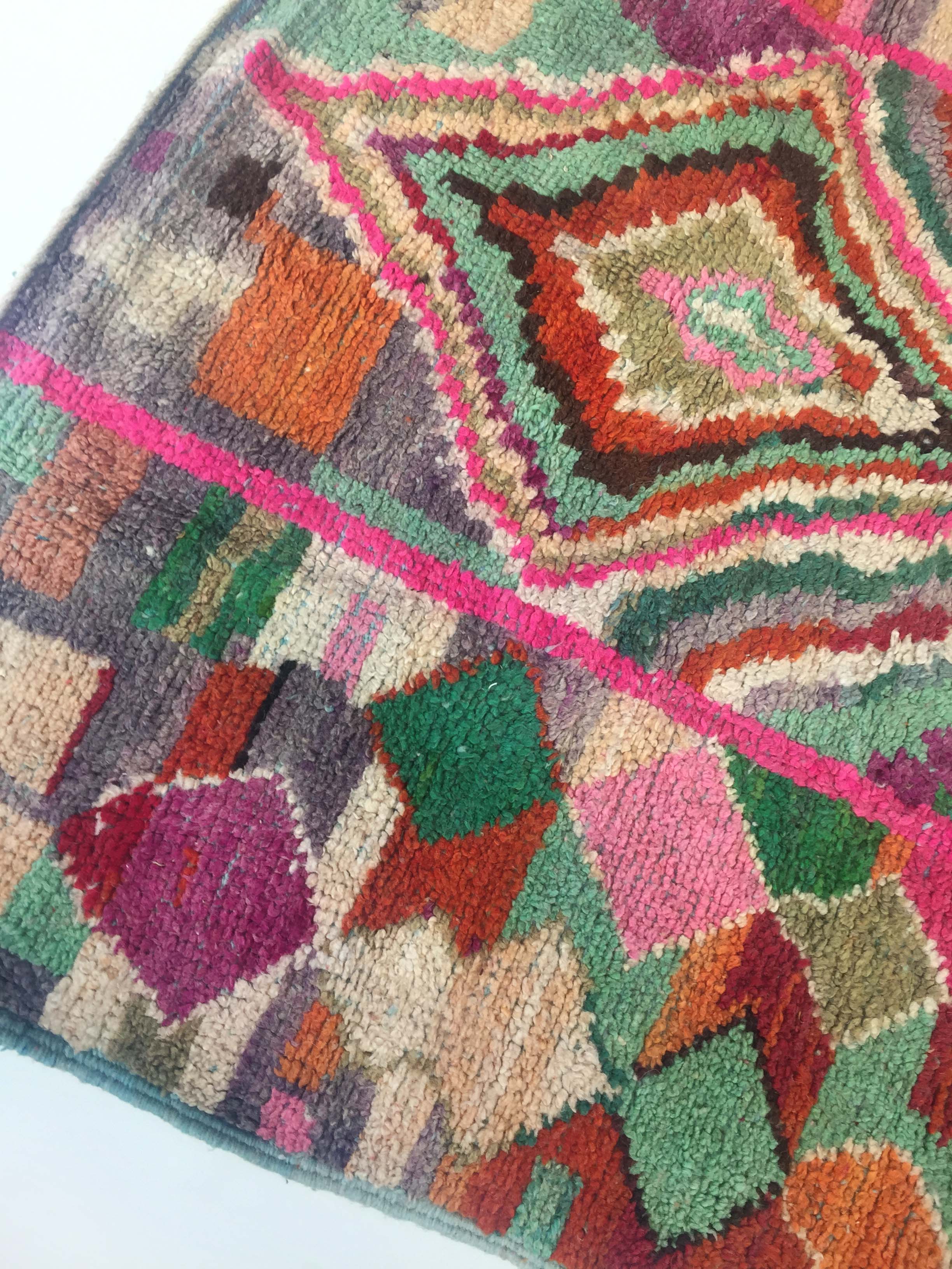 Moroccan Berber carpet Boujaad with colorful graphic patterns 276x162cm