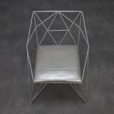 4x Geometric Wire Frame Dining Chairs, Rare