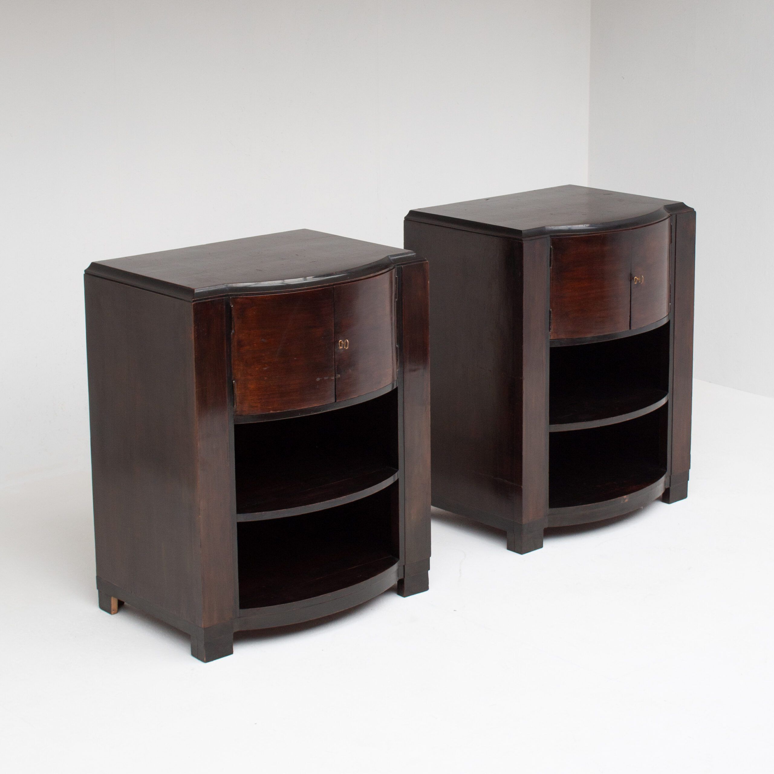 Set of Art Deco nightstands in dark wood