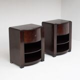 Set of Art Deco nightstands in dark wood
