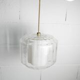 Chandelier 1930 double Opaline blown glass brass and copper