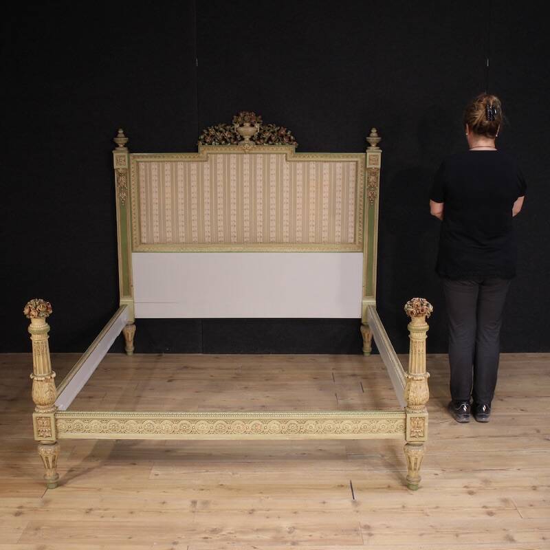 Lacquered Italian double bed in the Louis XVI style from the 20th century