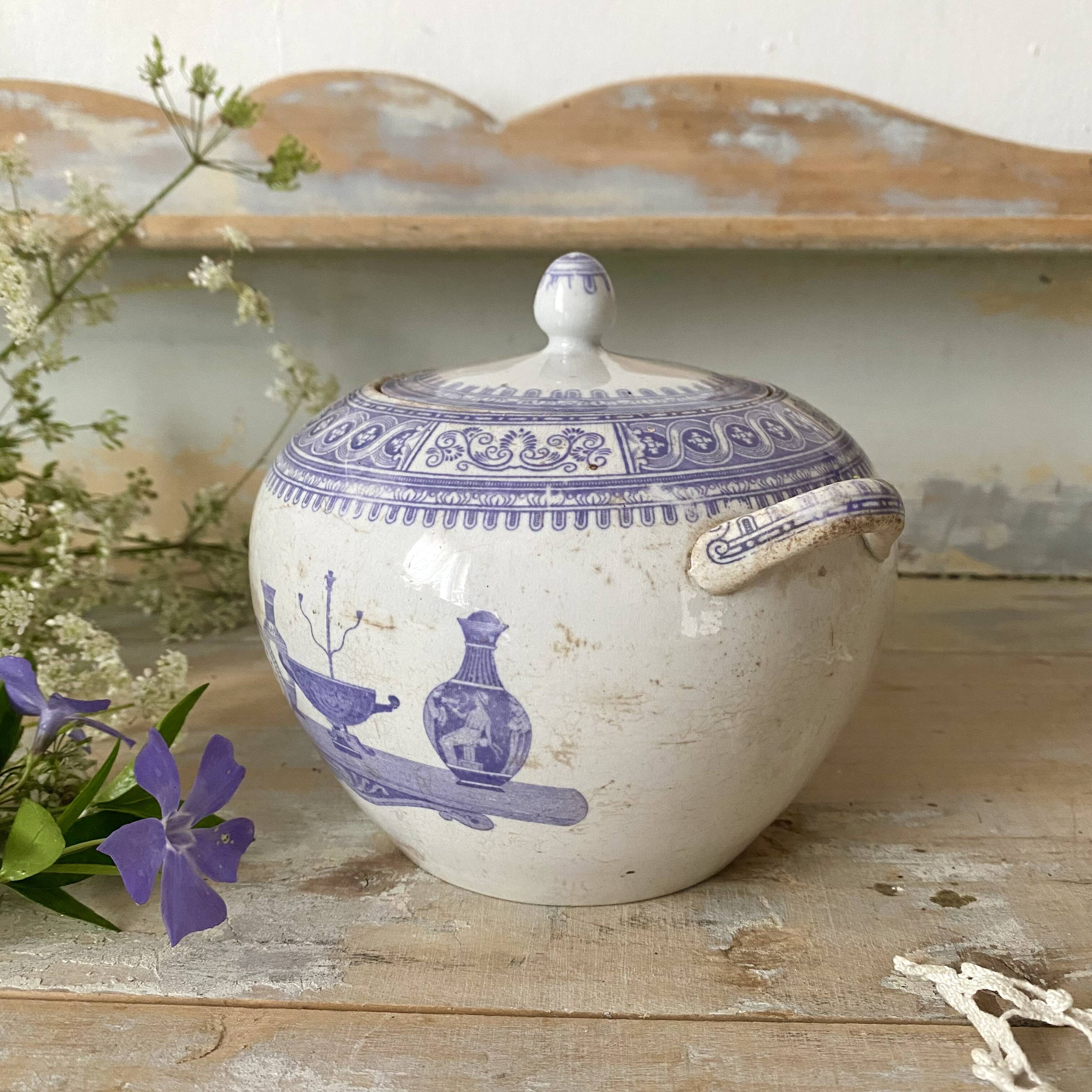 Purple ironstone sugar bowl