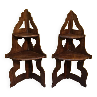 French mahogany corner etagères from the 1st half of the 20th century.