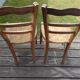 Set of 5 antique wooden chairs with straw seats