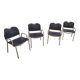 4 chaises de salle à manger en tissu noir Castiglietta par Castiglioni pour Zanotta / Italie années 1960