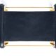 Footrest in Aged Brass and Navy Blue Leather, Contemporary Style