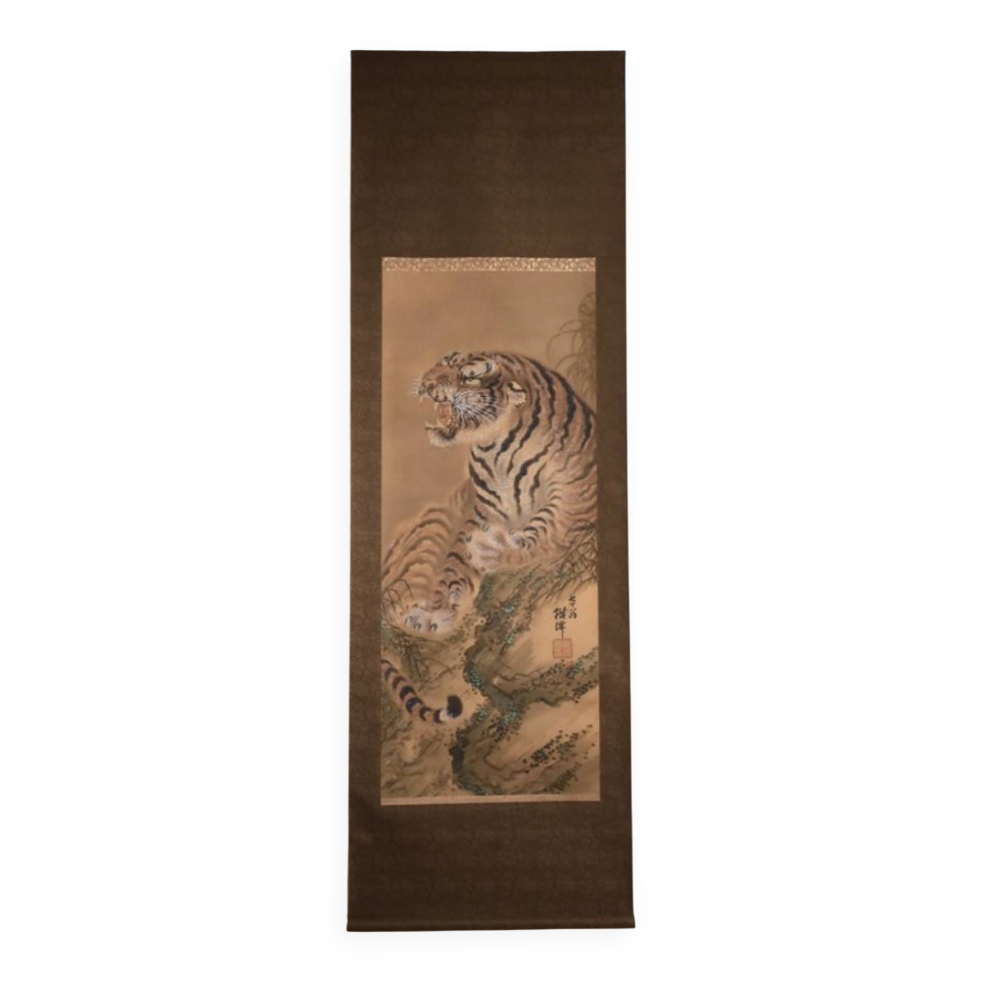 Roaring tiger - Ink - Japan - signed Tessen and dated 1937