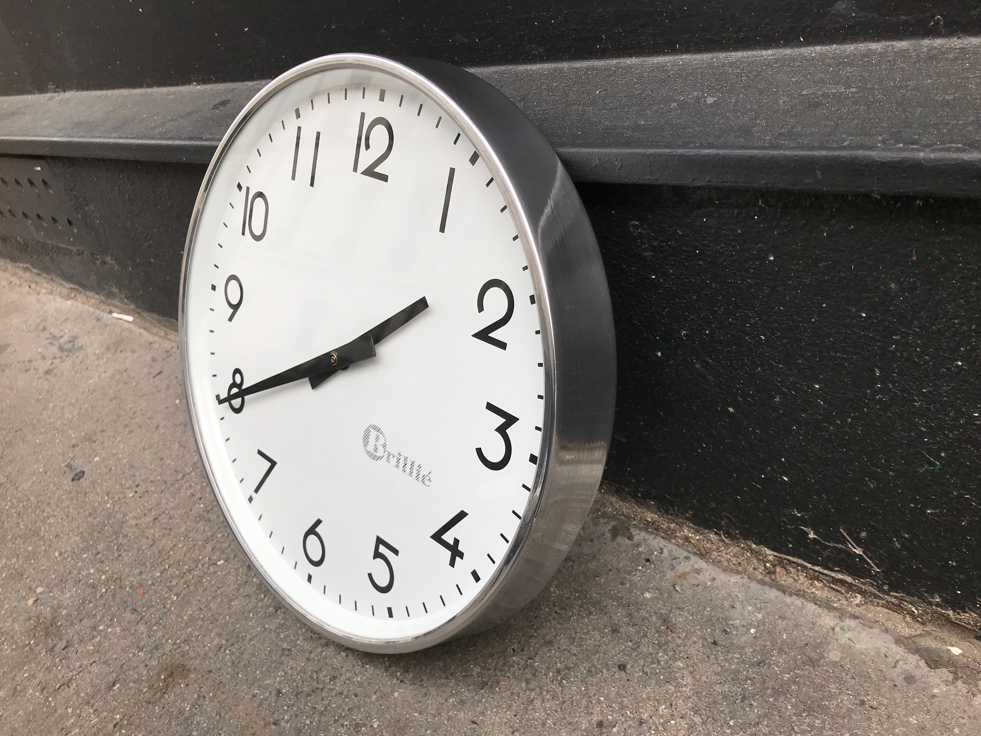 Industrial clock 30 cm functional brillie alu polished station pendulum 1960