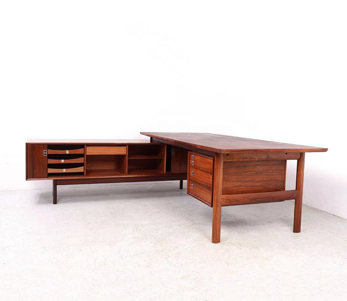 Vintage executive desk with sideboard, Arne Vodder for Sibast, 1960s