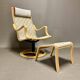 Scandinavian design swivel armchair and ottoman
