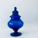 Blue glass apothecary shaped bottle