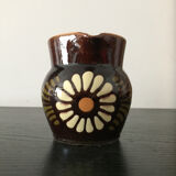 Handmade brown 70's ceramic jug pot