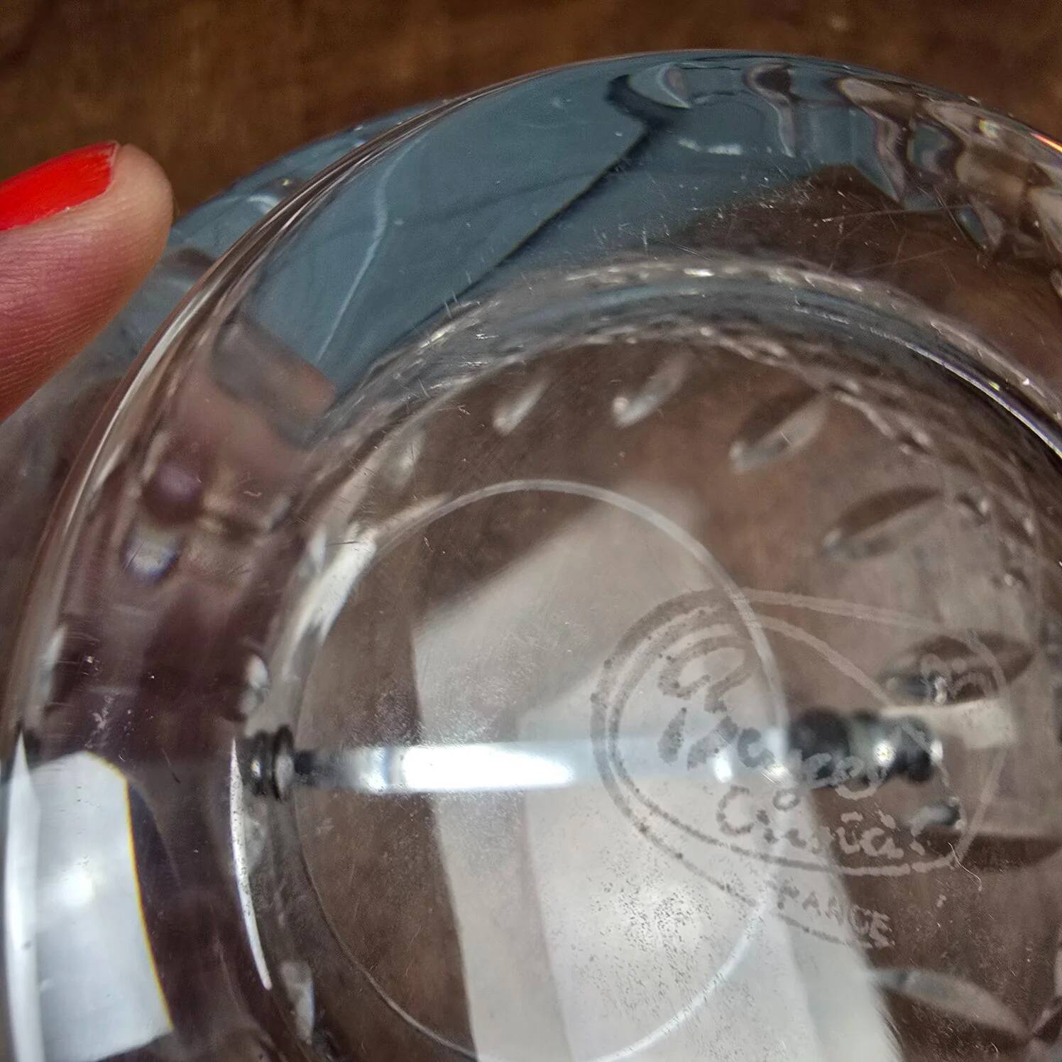 Bayel crystal ice bucket from France with Jean Couzon spoon.