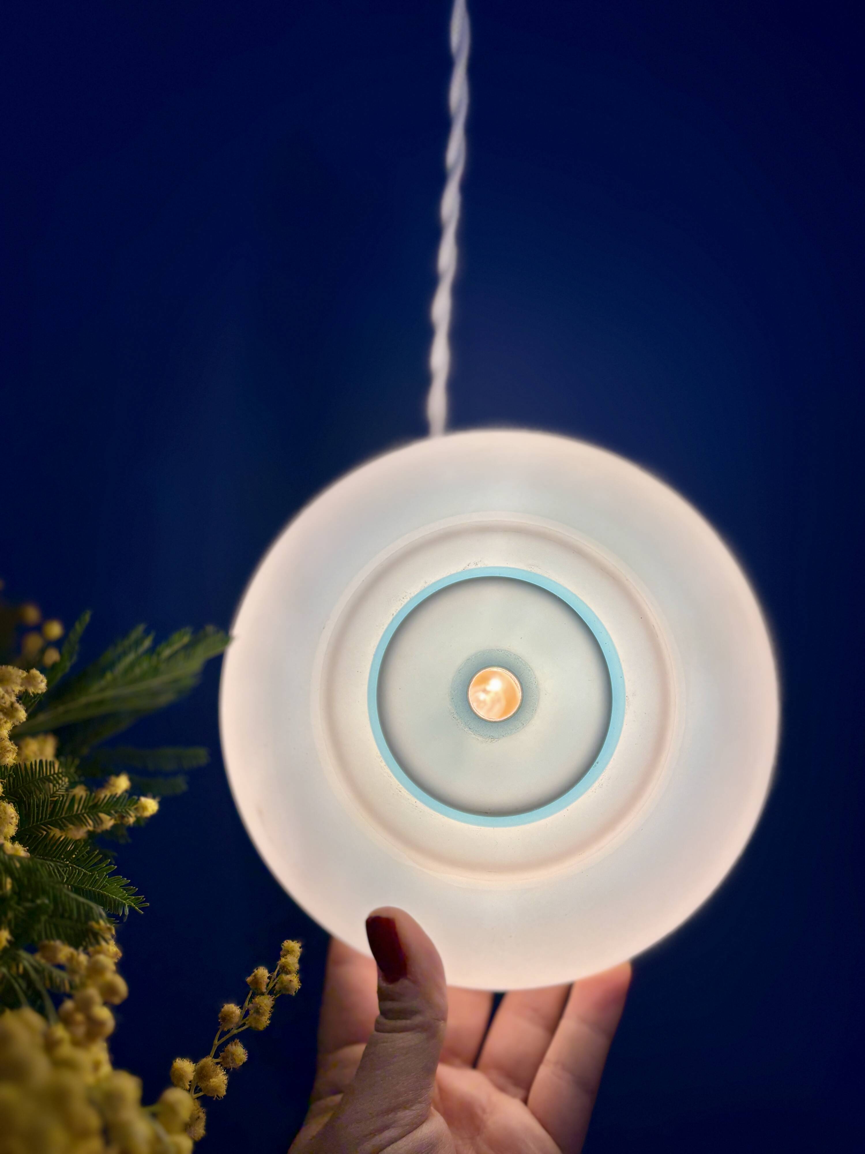 Vintage blue opaline suspension globe