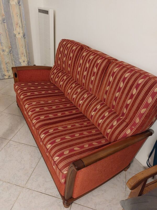 canapé 3 places en chêne massif signé Jacques LELEU