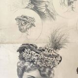 Fashion engraving frame hats 1906