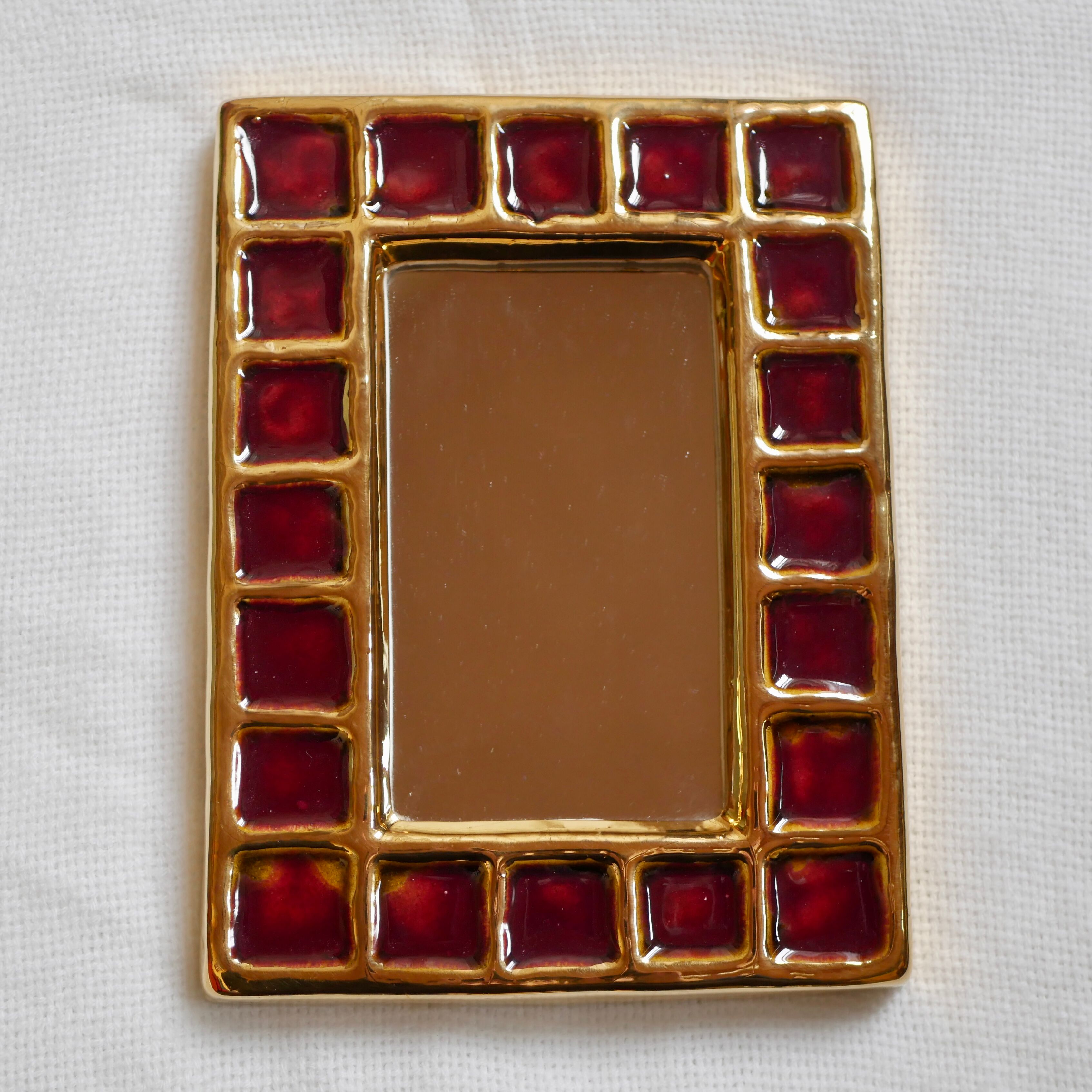 Vallauris ceramic mirror by François Lembo 60s