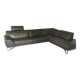 Grey leather corner sofa Roche Bobois, removable.