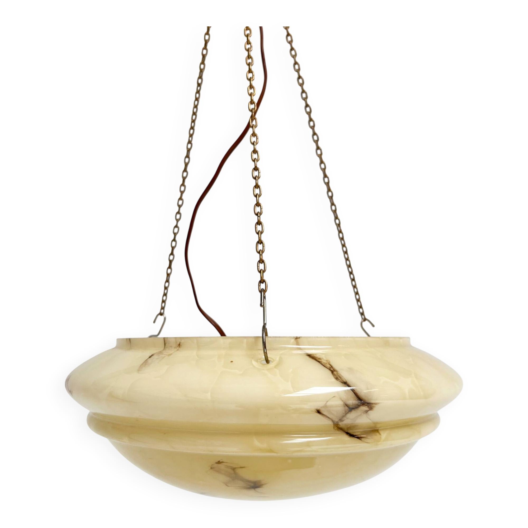 Art Deco bowl lamp with marble pattern from the 1930s