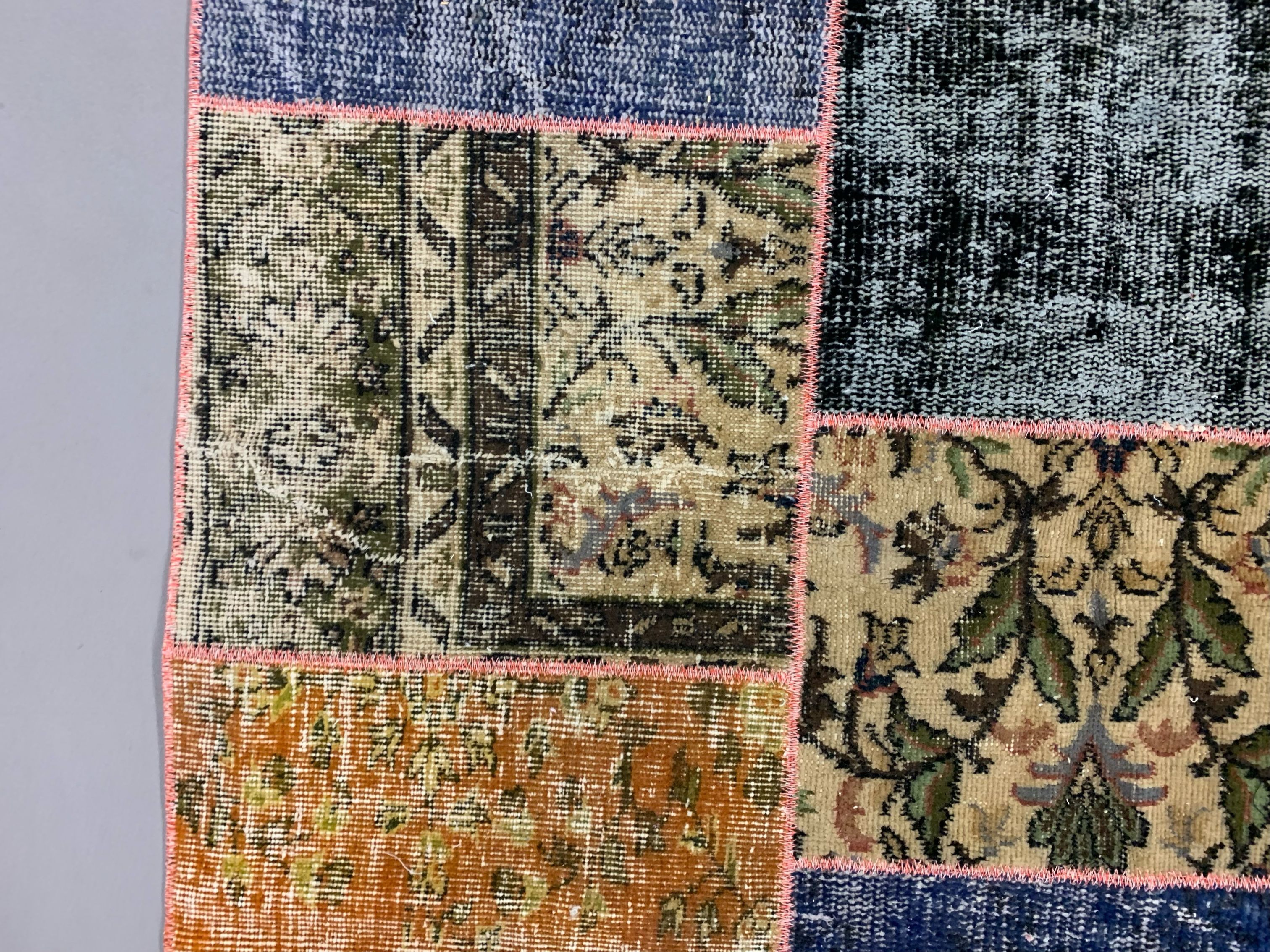 Distressed vintage turkish patchwork rug 178x133 cm wool medium