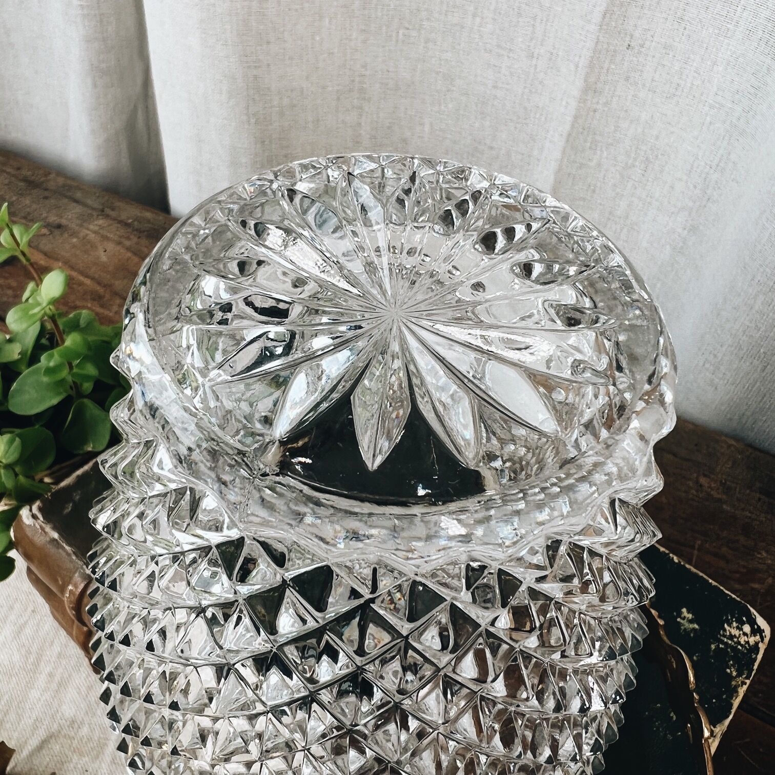 Seau à glace vintage en verre et métal doré