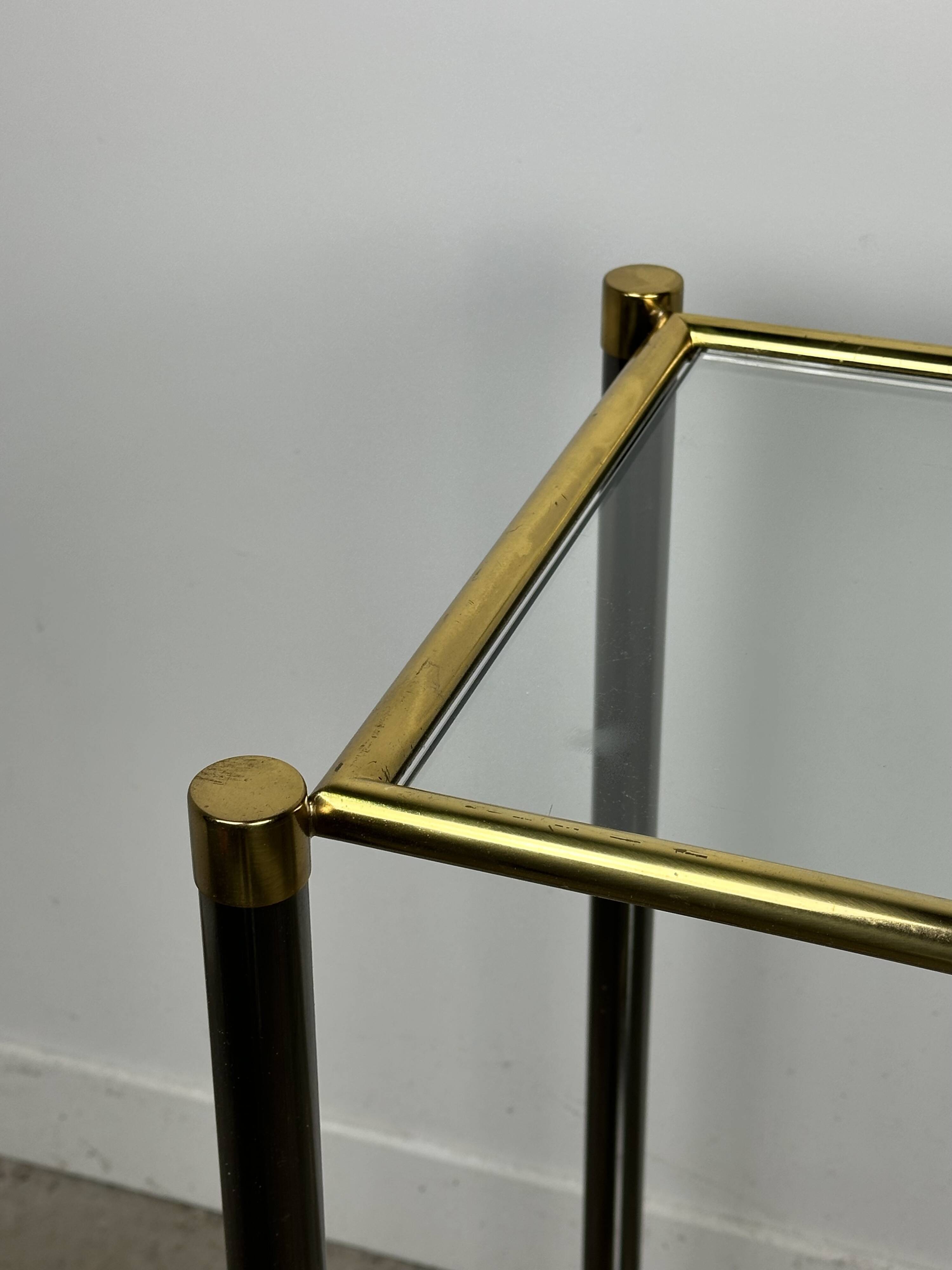 Vintage console in brown metal and brass 1970