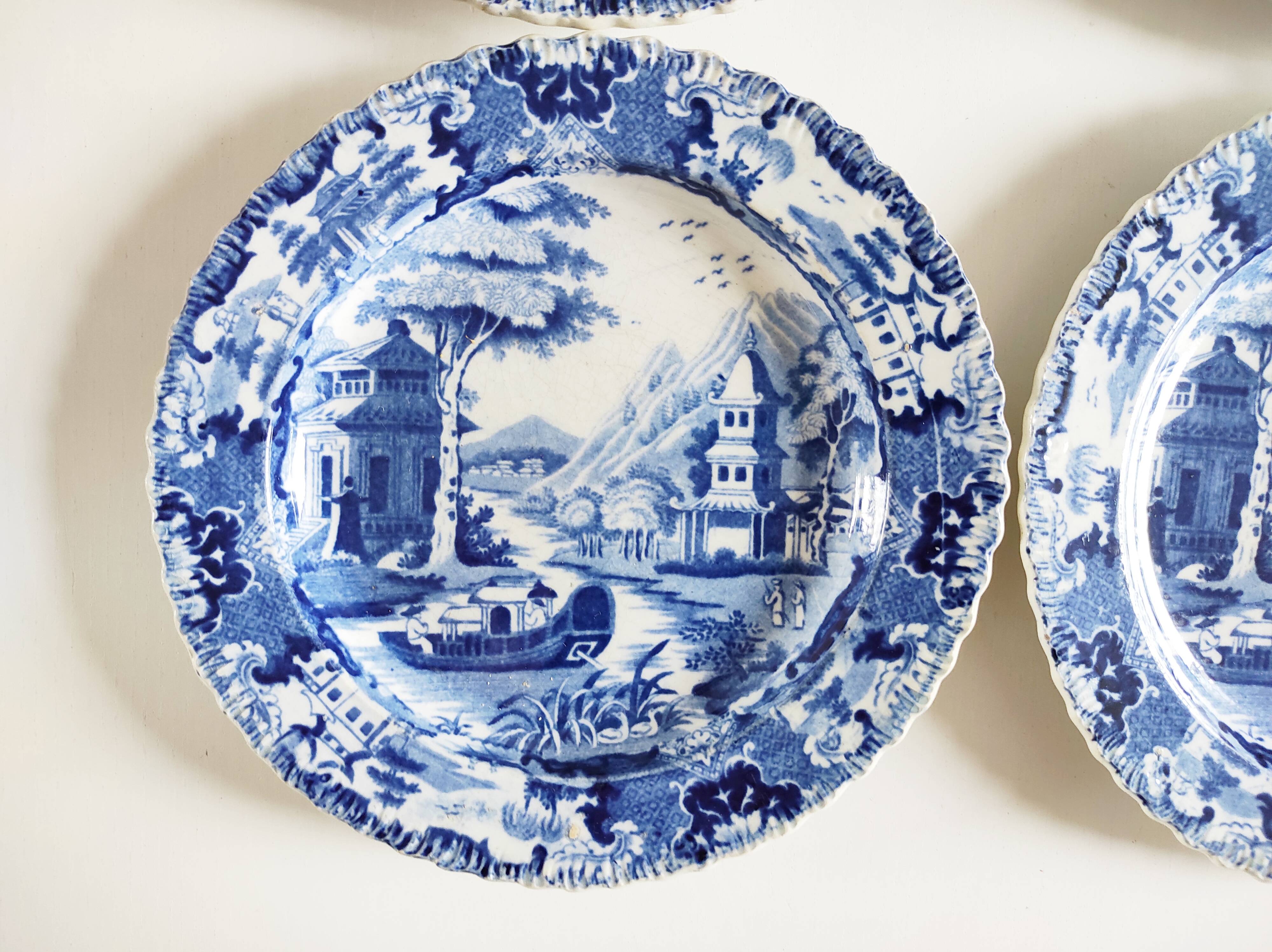 Calais earthenware 4 pagoda plates
