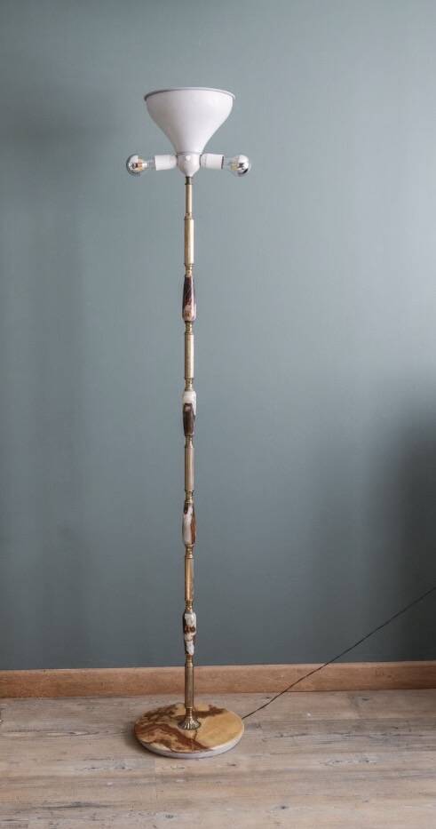 Italian onyx and brass floor lamp