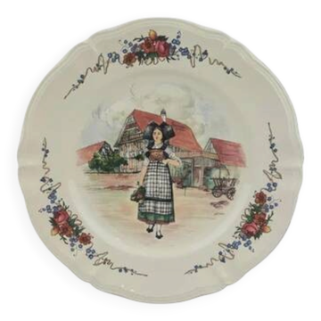 Service plate Sarreguemines Obernai - Henri Loux earthenware Alsace