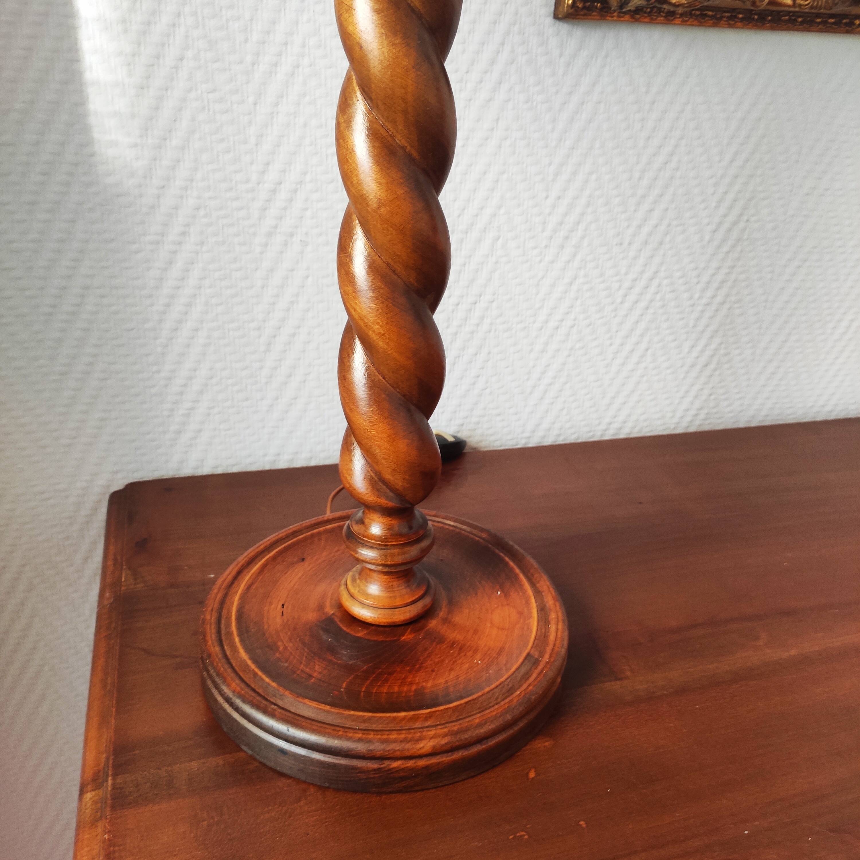 French lamp from the mid-20th century in twisted wood.