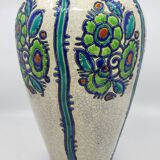 Charles Catteau vase, Kéramis Boch in tall ceramic Belgium Art Deco 1925