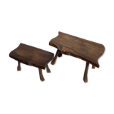 Brutalist wabi sabi tree pull out tables