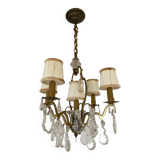 Chandelier 5 light points with glass pendants