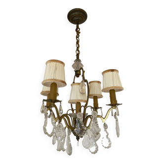 Chandelier 5 light points with glass pendants