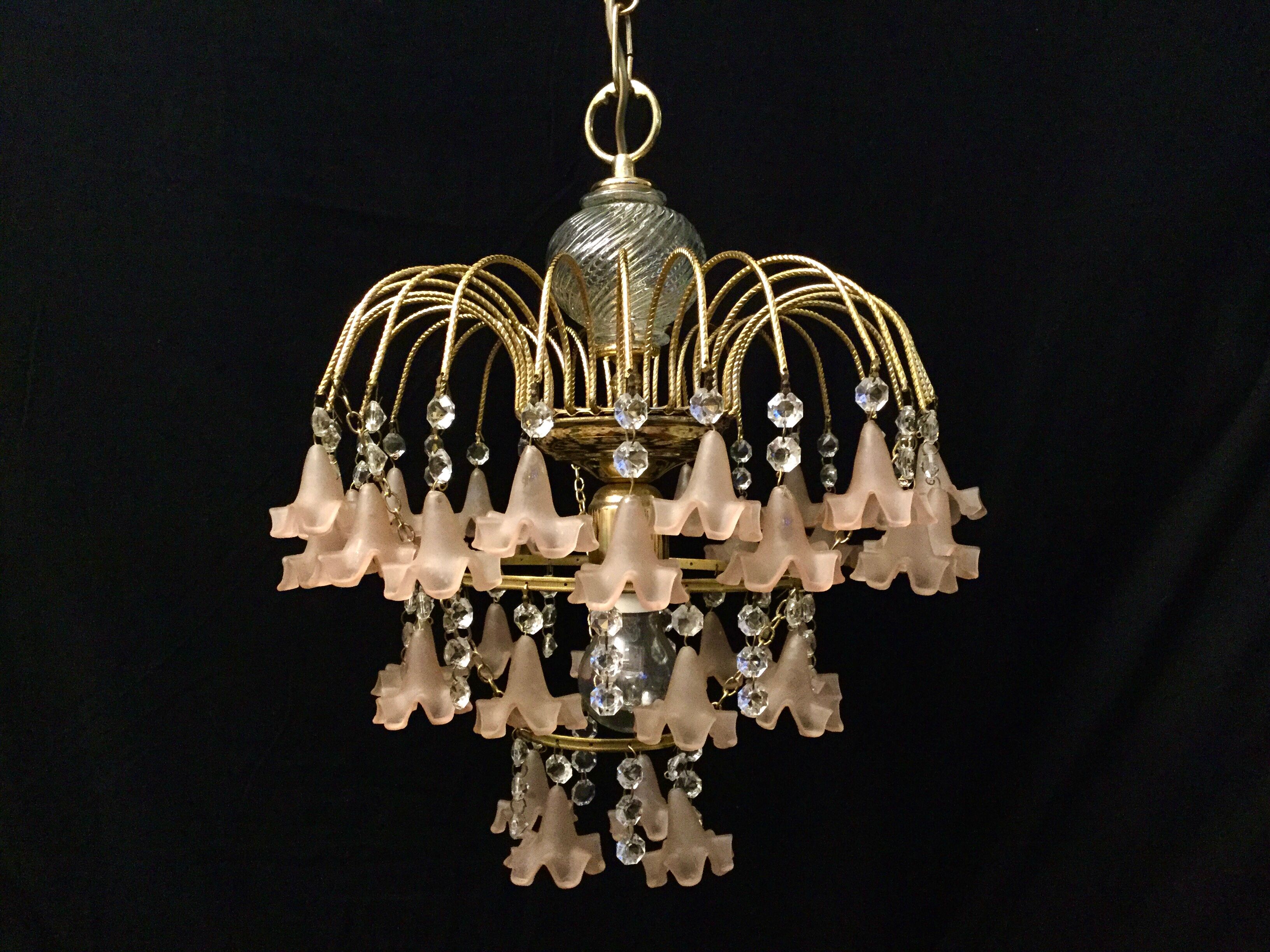 Pink stamps chandelier, 1970s