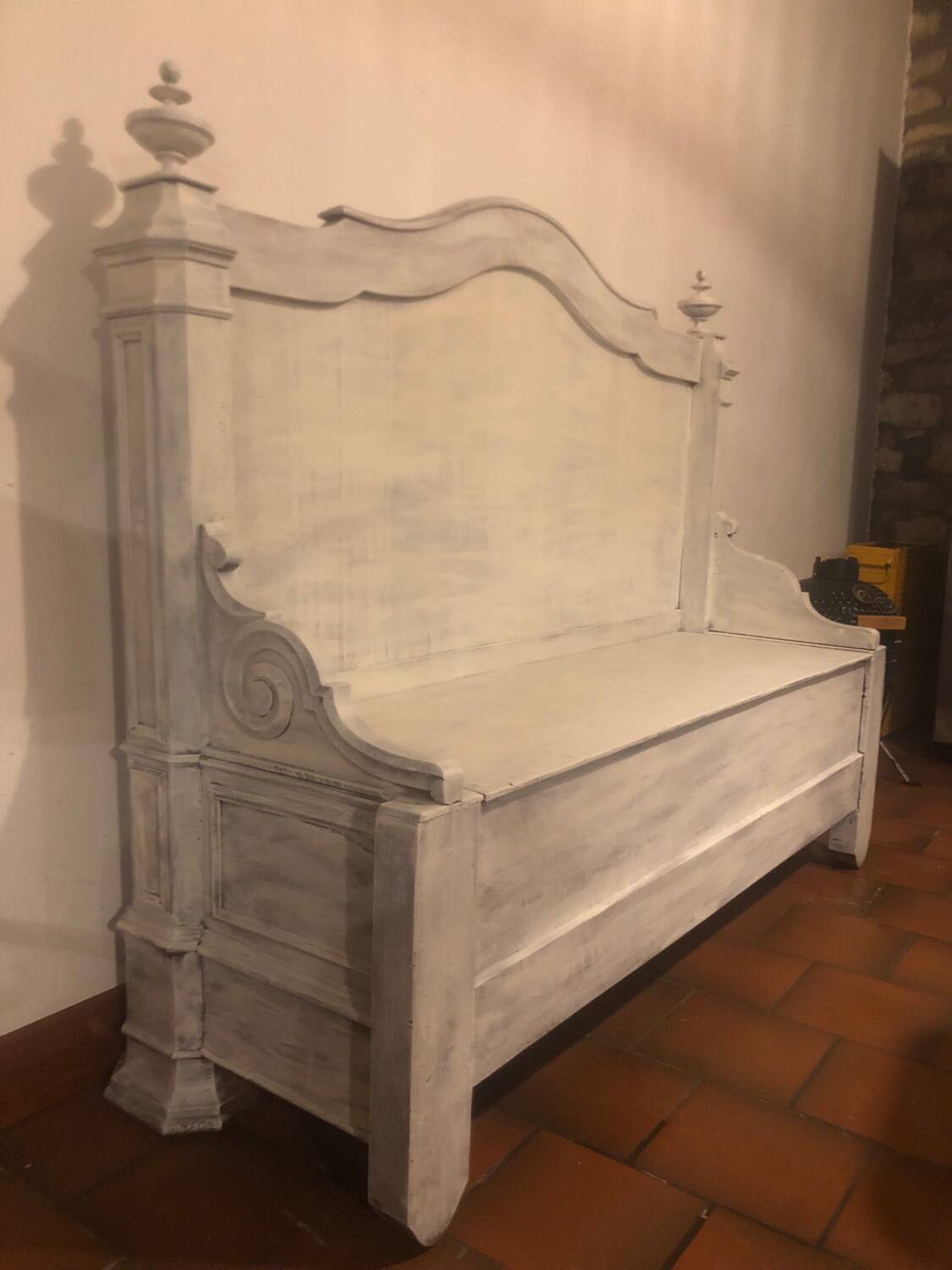Shabby chic style church bench