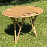 bamboo and rattan tripod coffee table