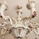 Large hand-painted gilded chandelier mangani ceramiche porcelain