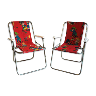 Pair of folding child chairs