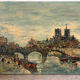 Seine and Notre Dame de Paris, knife painting.