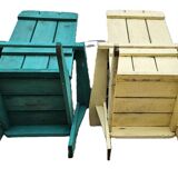 Pair of antique painted wooden garden chairs