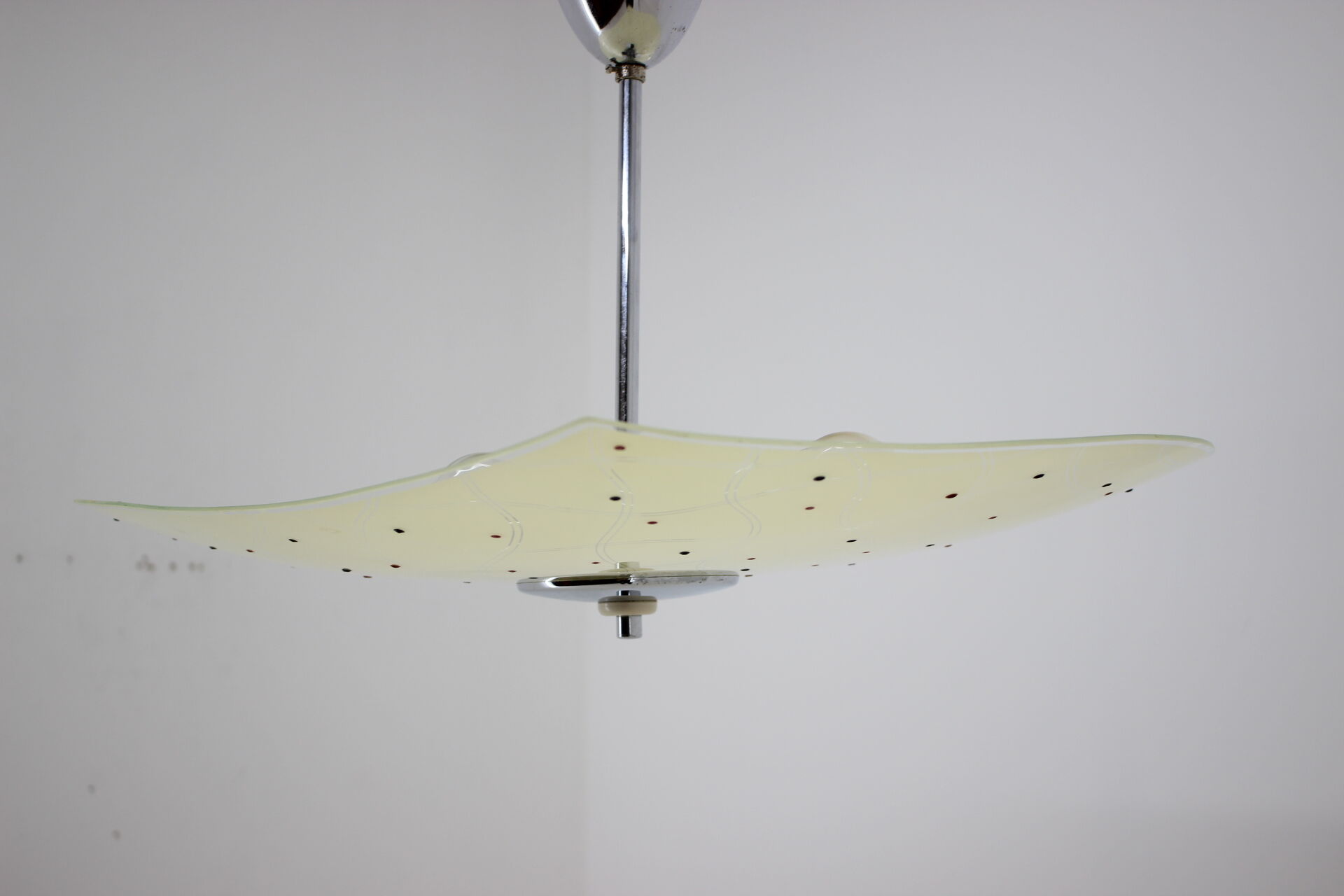 1960s Pendant Light Glass/Chrome, Czechoslovakia