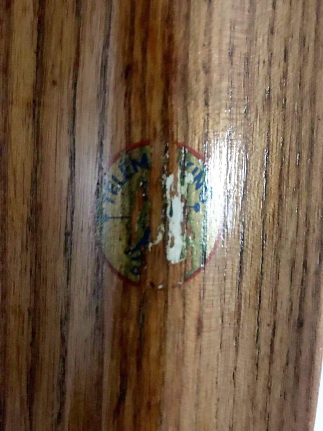 Pair of vintage Telemarking wooden skis, retro decoration