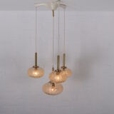 Cascade chandelier 4 globe in blown amber glass