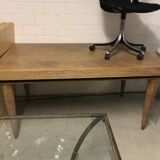 French Art Deco Expandable Oak Table, 1980s