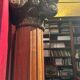 19th Century Italian Architectural Corinthian Wood Columns on Sandstone Plinths, Set of 2