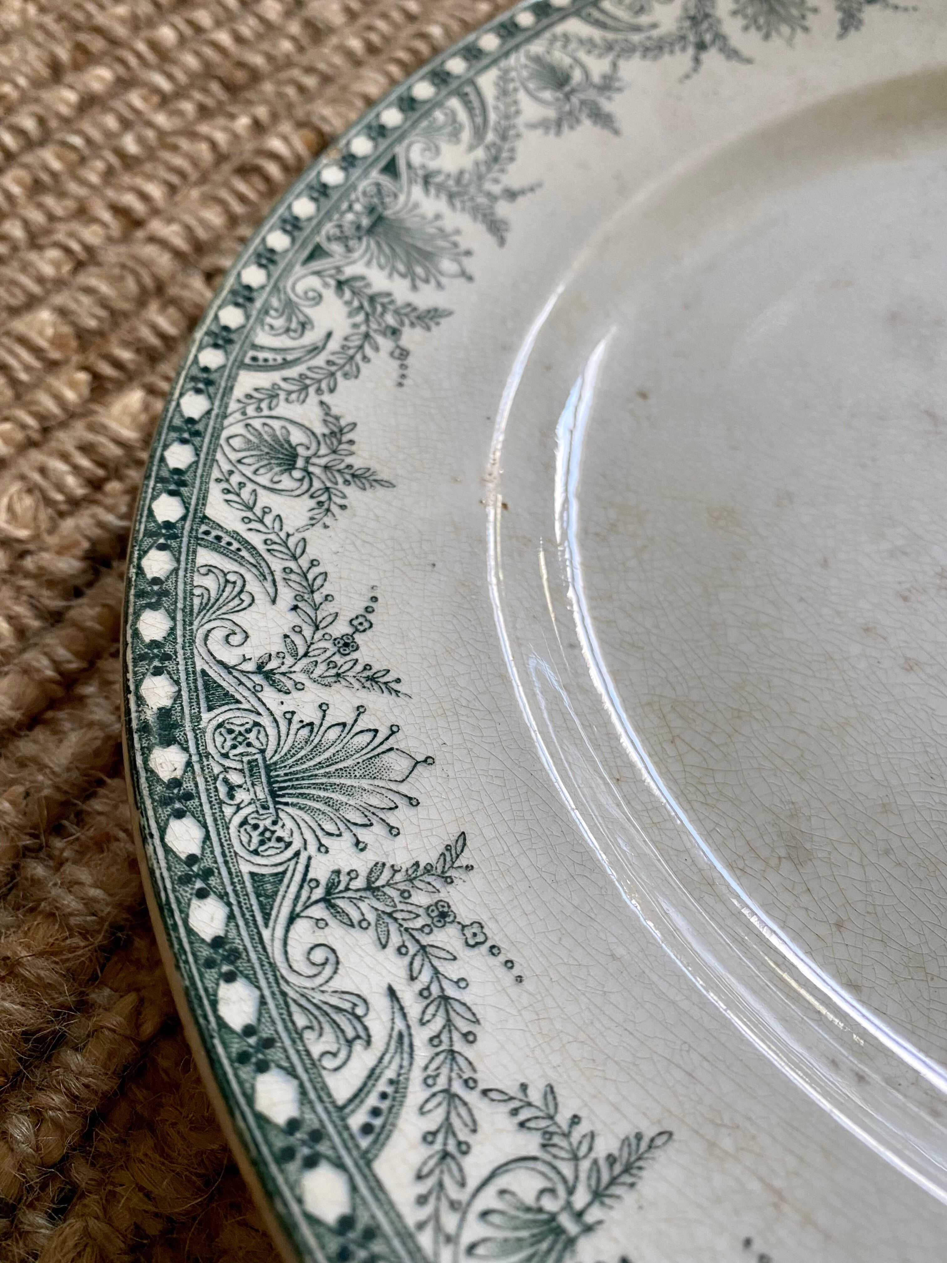 Old earthenware dish Moulin des loups and Hamage